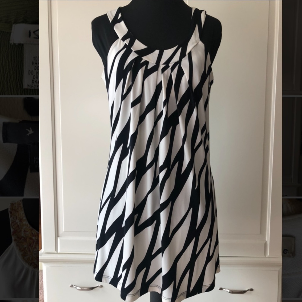 Black and white sleeveless dress